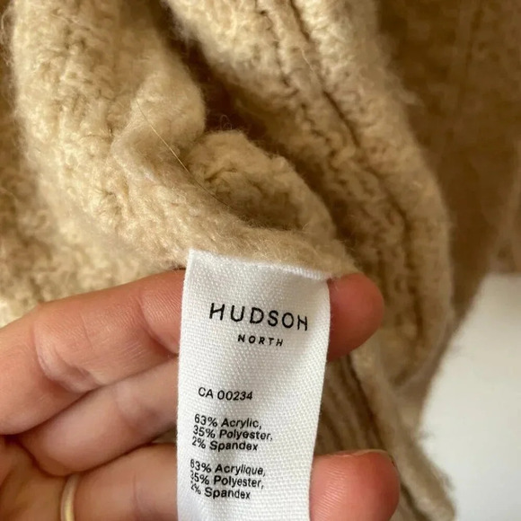 Hudson North Open Front Cable Knit Cardigan Oat Beige Size Small - Picture 9 of 9